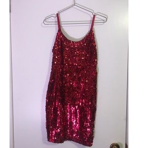 Red Sequin Bodycon Mini Dress